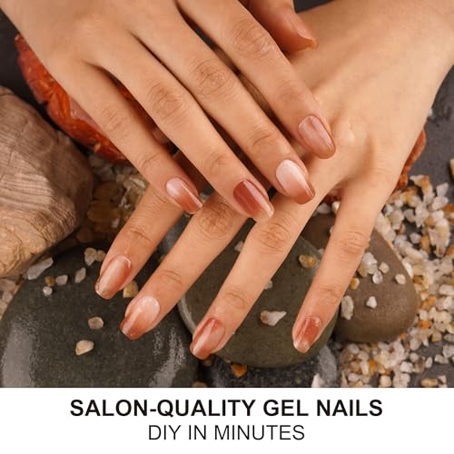 DANNI & TONI Semi Cured Gel Nail Strips Christmas Santa Claus Snowflakes Cat Eye Gel Nail Wraps 28 Stickers | Mistletoe Meow