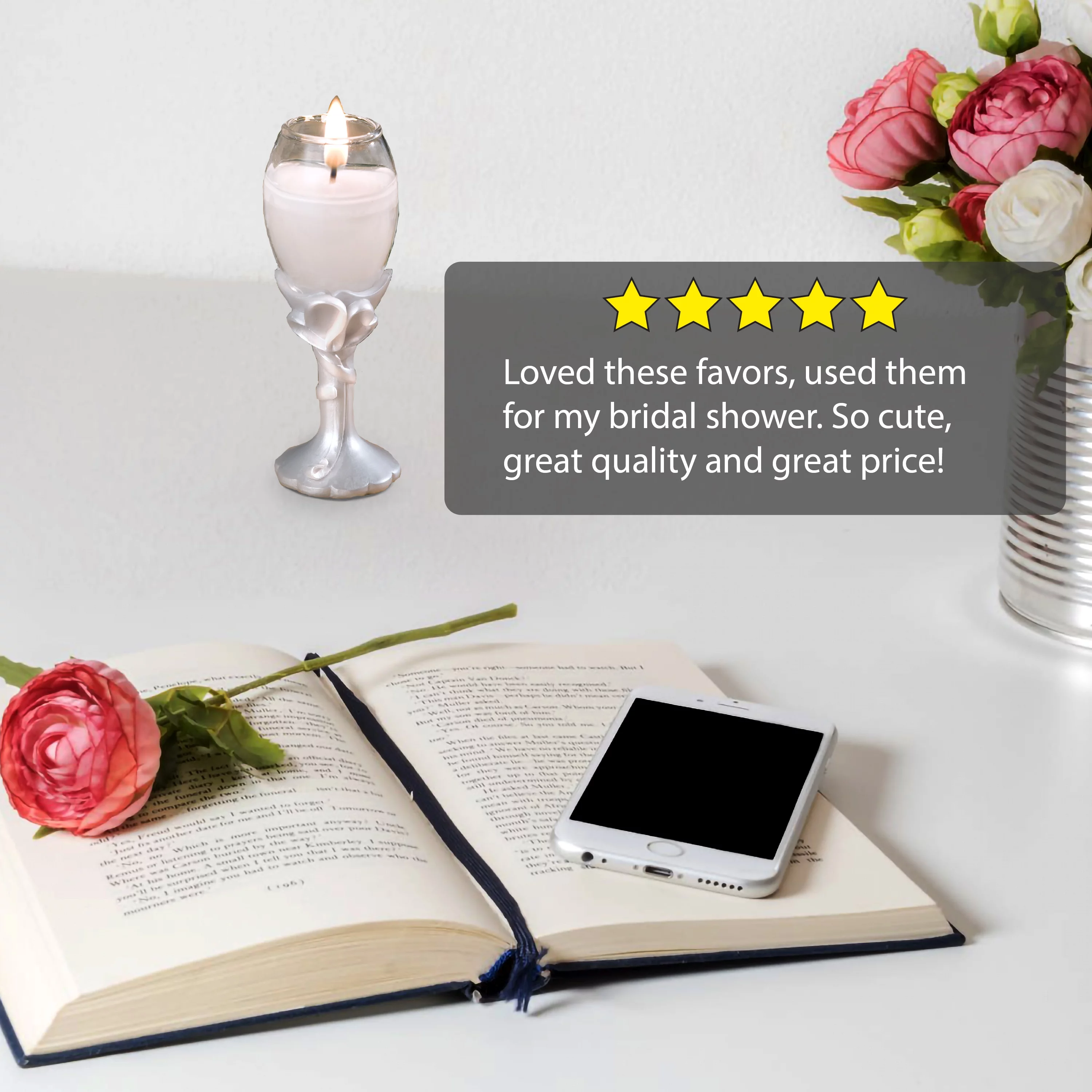 30 Double Heart Design Champagne Flute Candle Holders