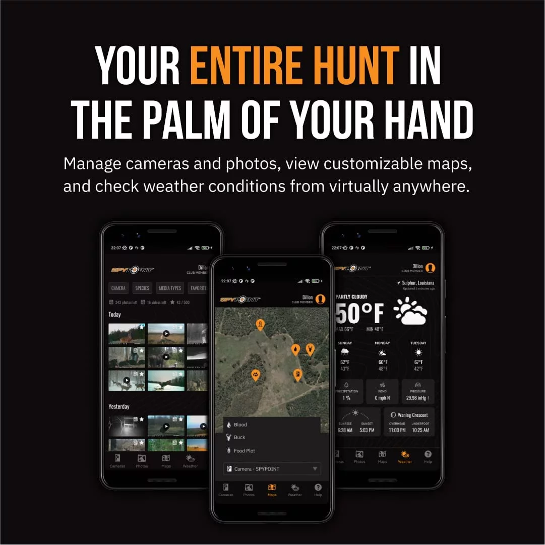 SPYPOINT LM2 Cellular Trail Camera - 20MP Photos, Infrared Game Night Vision Photos, 90' Flash Spy Camera & Detection Range, 0.5S Trigger Speed, Optimized Antenna, Photos Sent to App VNZ