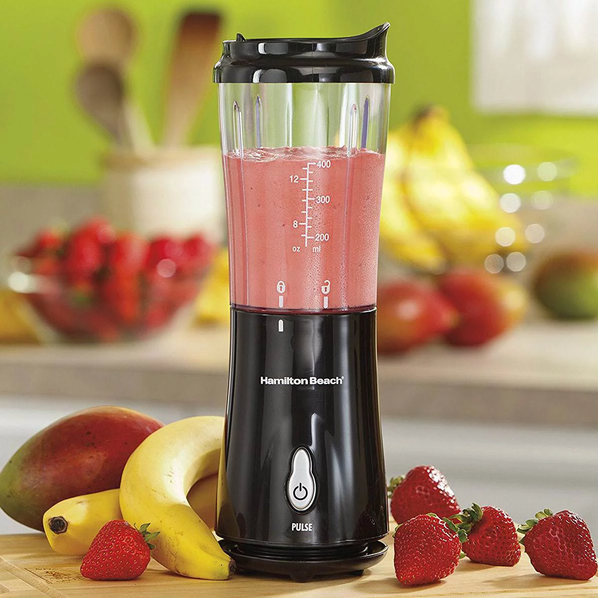 Hamilton Beach 51101BA Single Serve Smoothie Blender w/ Travel Cup & Lid, Black