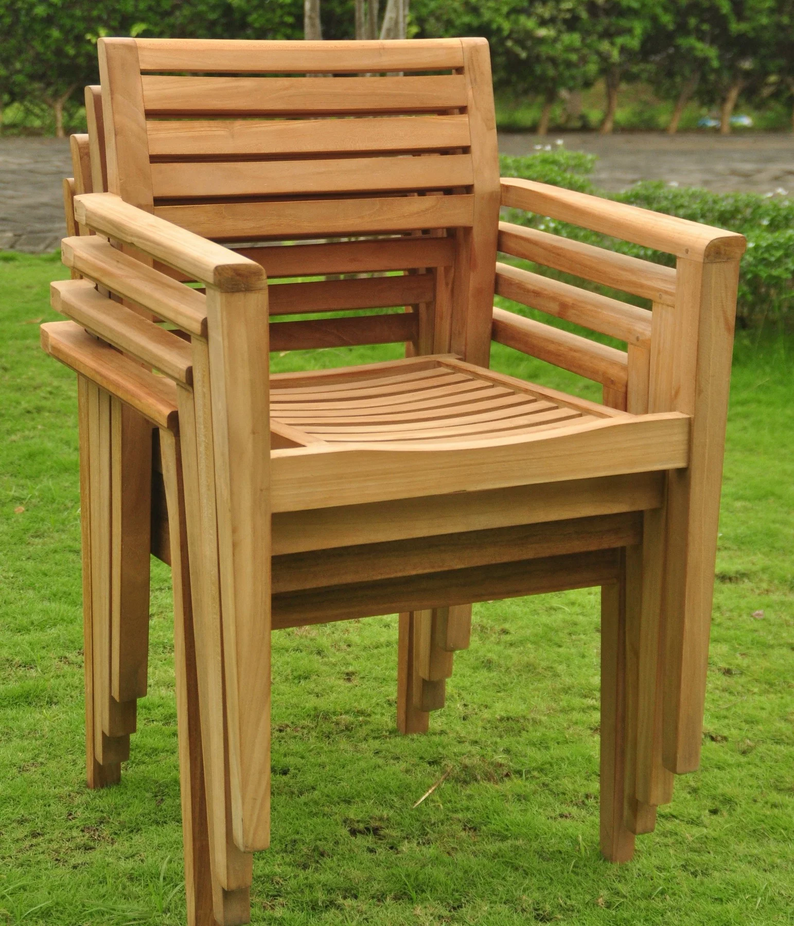 Teak Dining Set: 6 Seater 7 Pc: Large Caranasas 122