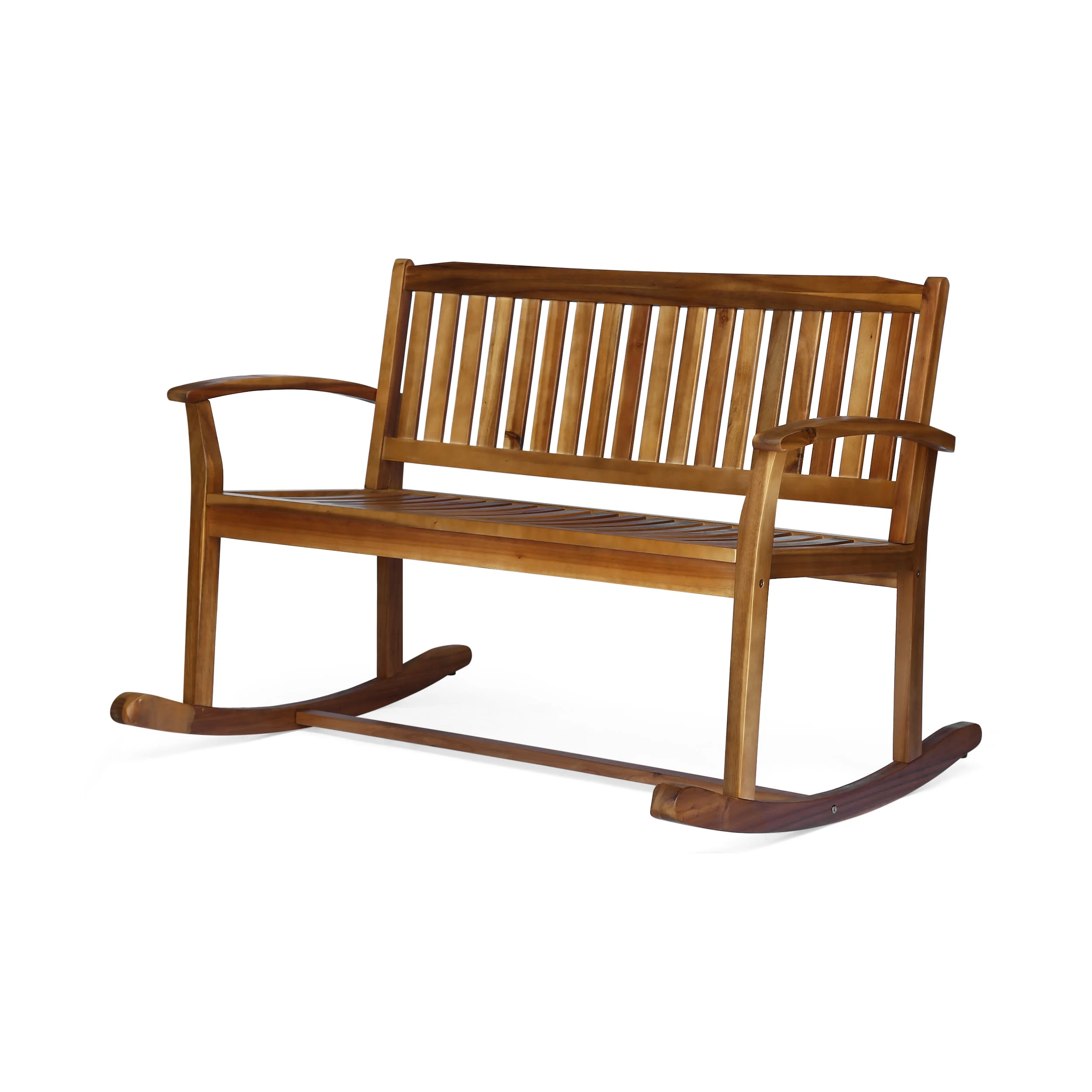 GDF Studio Fessenden Indoor/Outdoor Rustic Acacia Wood Rocking Bench, Natural