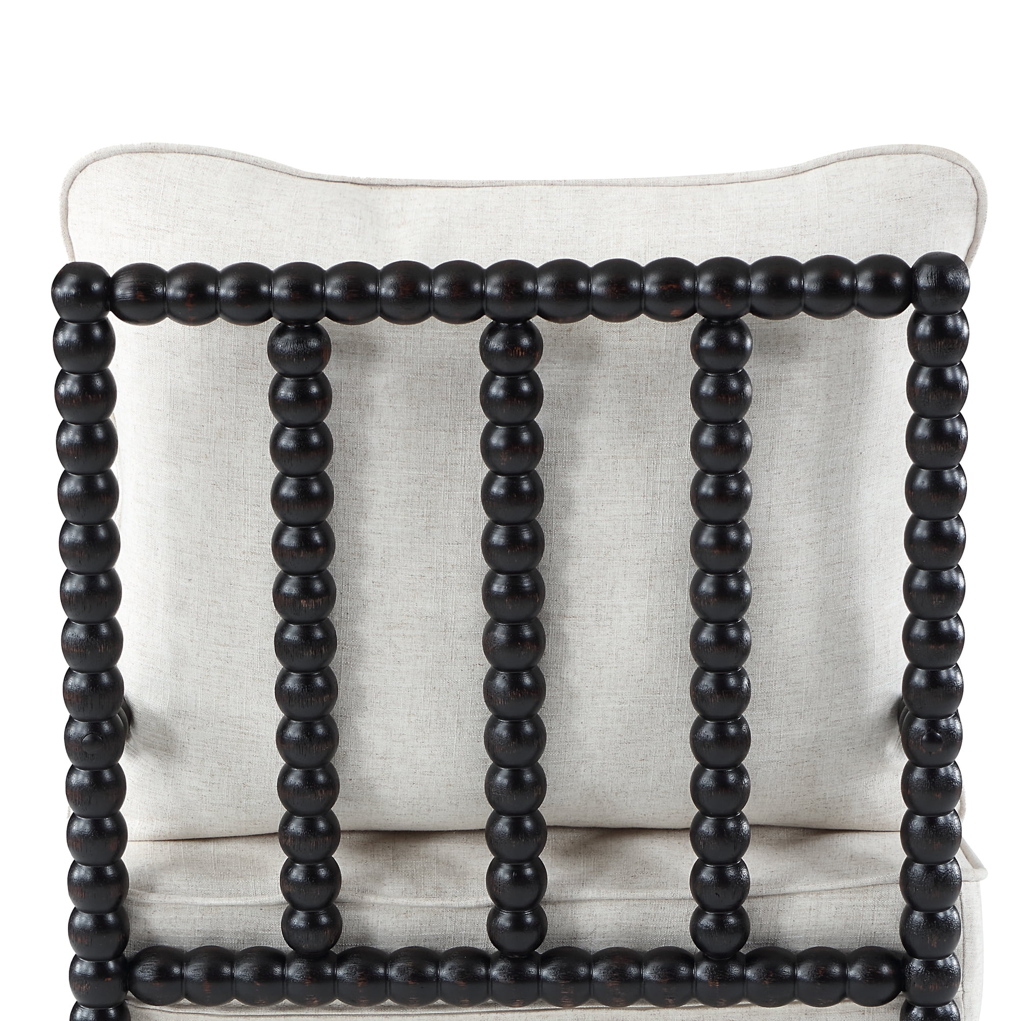 Duhome Upholstered Dining Chair Spindle Spool Accent Chair Linen Fabric Armchair with Wood Frame, Black+Beige