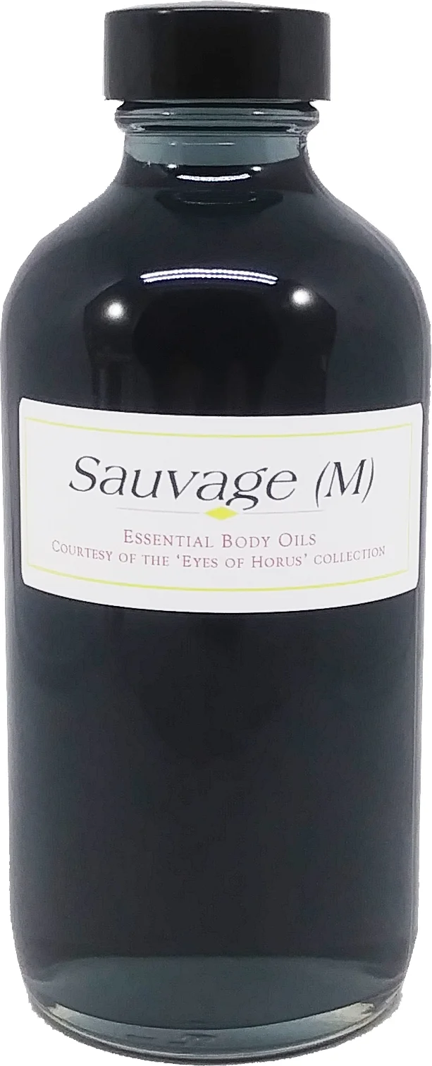 Sauvage - Type For Men Cologne Body Oil Fragrance [Regular Cap - Clear Glass - Dark Grey - 8 oz.]