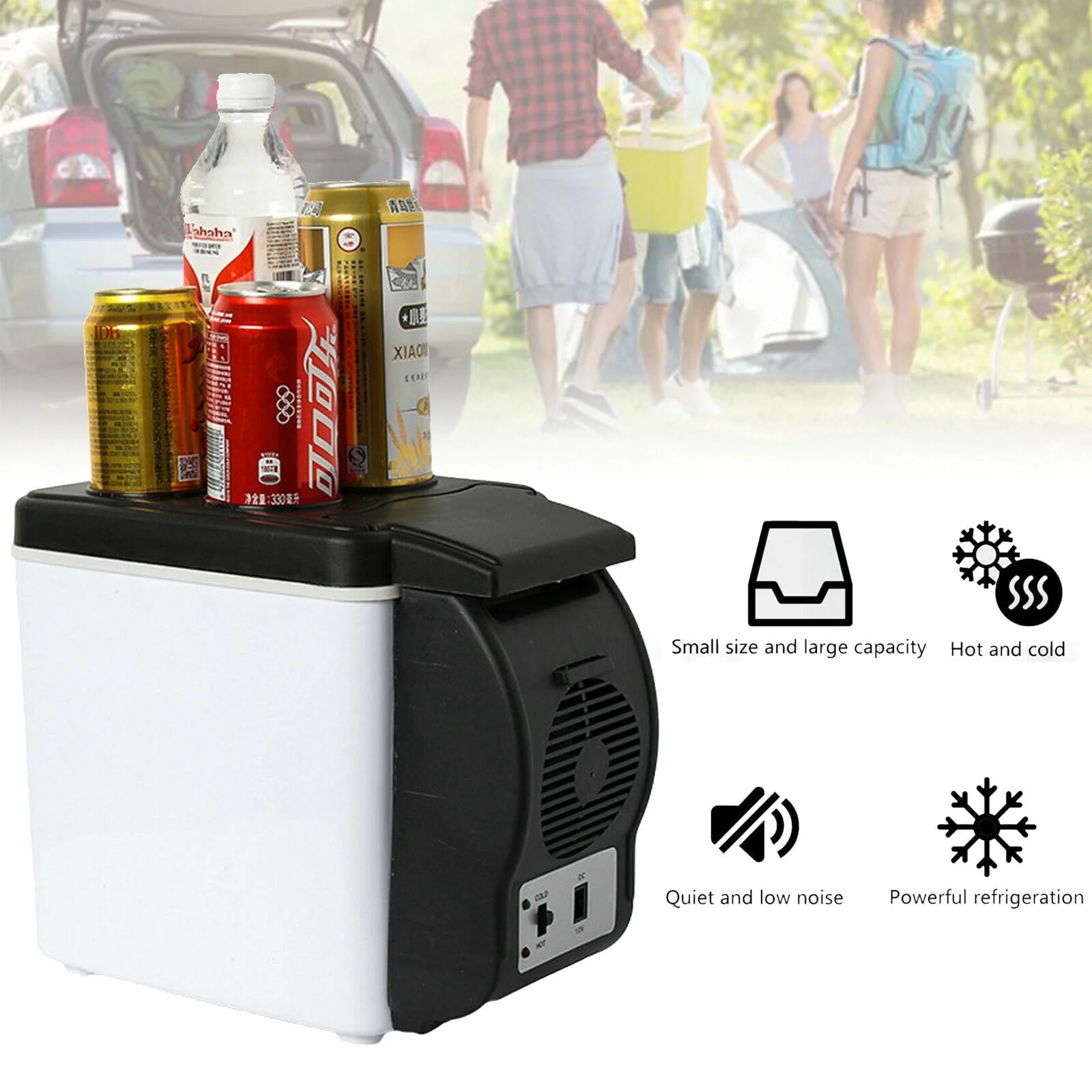 6L Electric Portable Car Refrigerator 12V Car Drink Warmer 2in1 38W Car Fresh Electrical Appliances