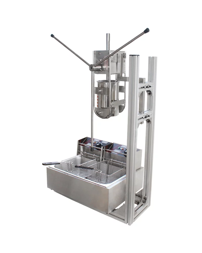 INTSUPERMAI Spanish Churros Making Machine 5L with Electric Deep Fryer 12L 220V