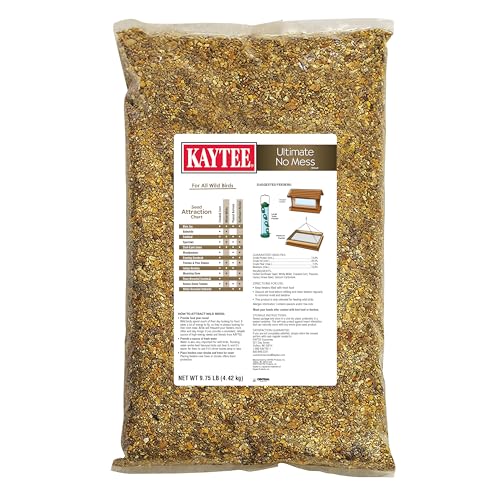 Kaytee Wild Bird Ultimate No Mess Wild Bird Food Seed For Cardinals, Finches, Chickadees, Nuthatches, Woodpeckers, Grosbeaks, Juncos and Other Colorful Songbirds, 9.75 Pound