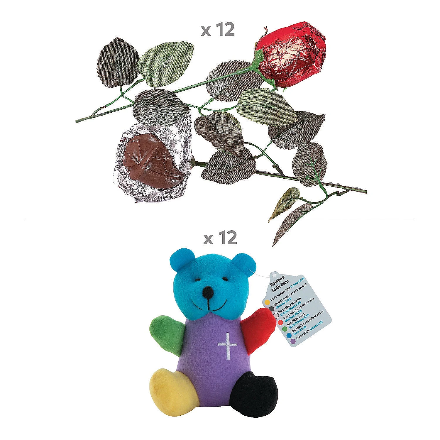 Prayer Bear & Chocolate Rose Gift Kit 24 Pc