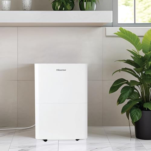 Hisense Energy Star 25-Pint Portable Dehumidifier with Auto-Shutoff, Home Dehumidifier and Moisture Absorber For Basement, Garage, Living Room in White