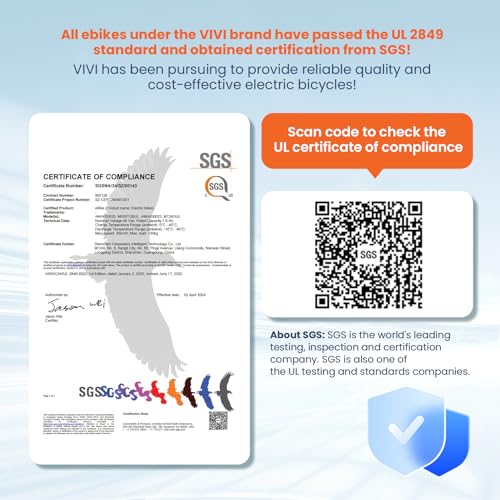 Vivi Electric Bike for Adults 750W Peak Folding Electric Mountain Bike 26'' Commuter Ebike 22MPH Adult Electric Bicycles with Removable Battery, LCD Display, Dual Shock Absorber, UL 2849 Certified