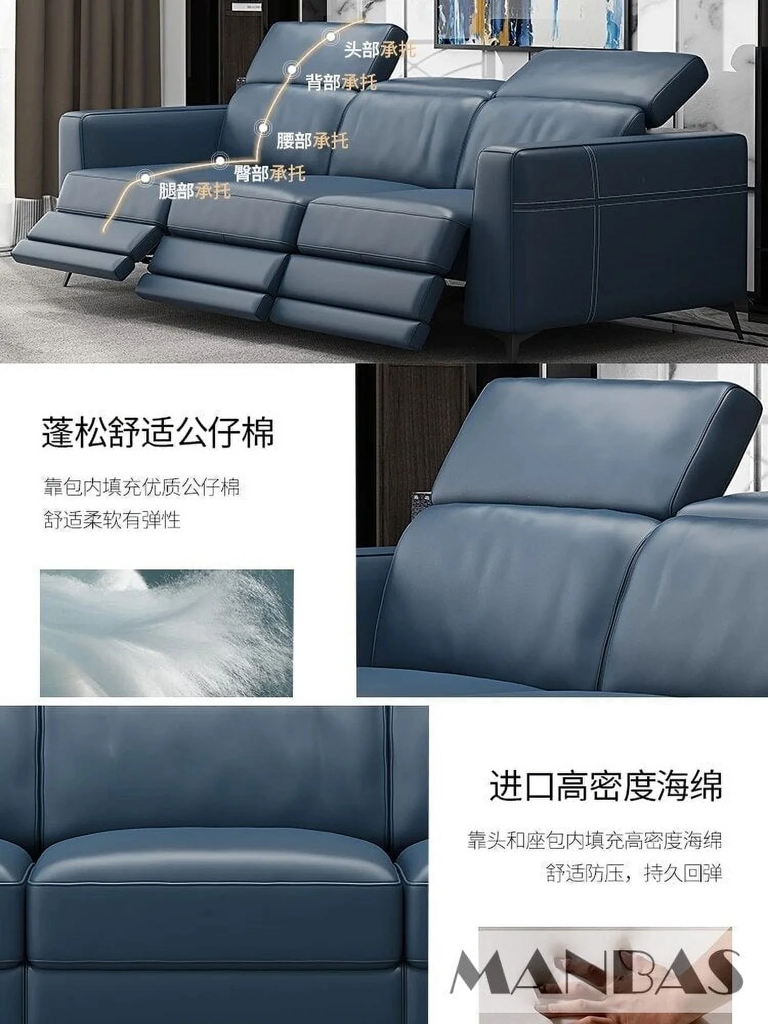 Linlamlim Relaxing Italian Genuine Leather Recliner Sofa Set with Electric Recliner Chairs Living Room Couch Sectional Sofa Sets