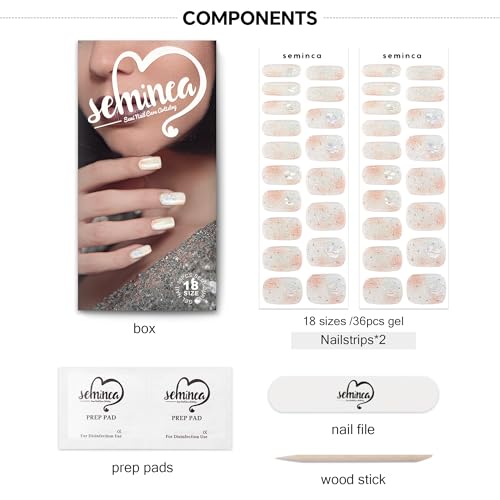 Semi Cured Gel Nail Strips-Easy Apply Christmas Gel Nail Stickers Holiday Semi Cured Manicure Strips with Sparkling Xmas Designs (Classic Yule)