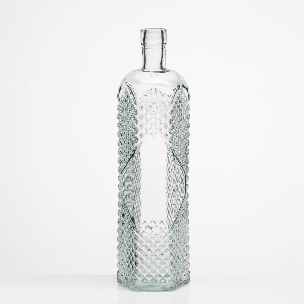 Richland Hexagonal Textured Glass Bottle 12