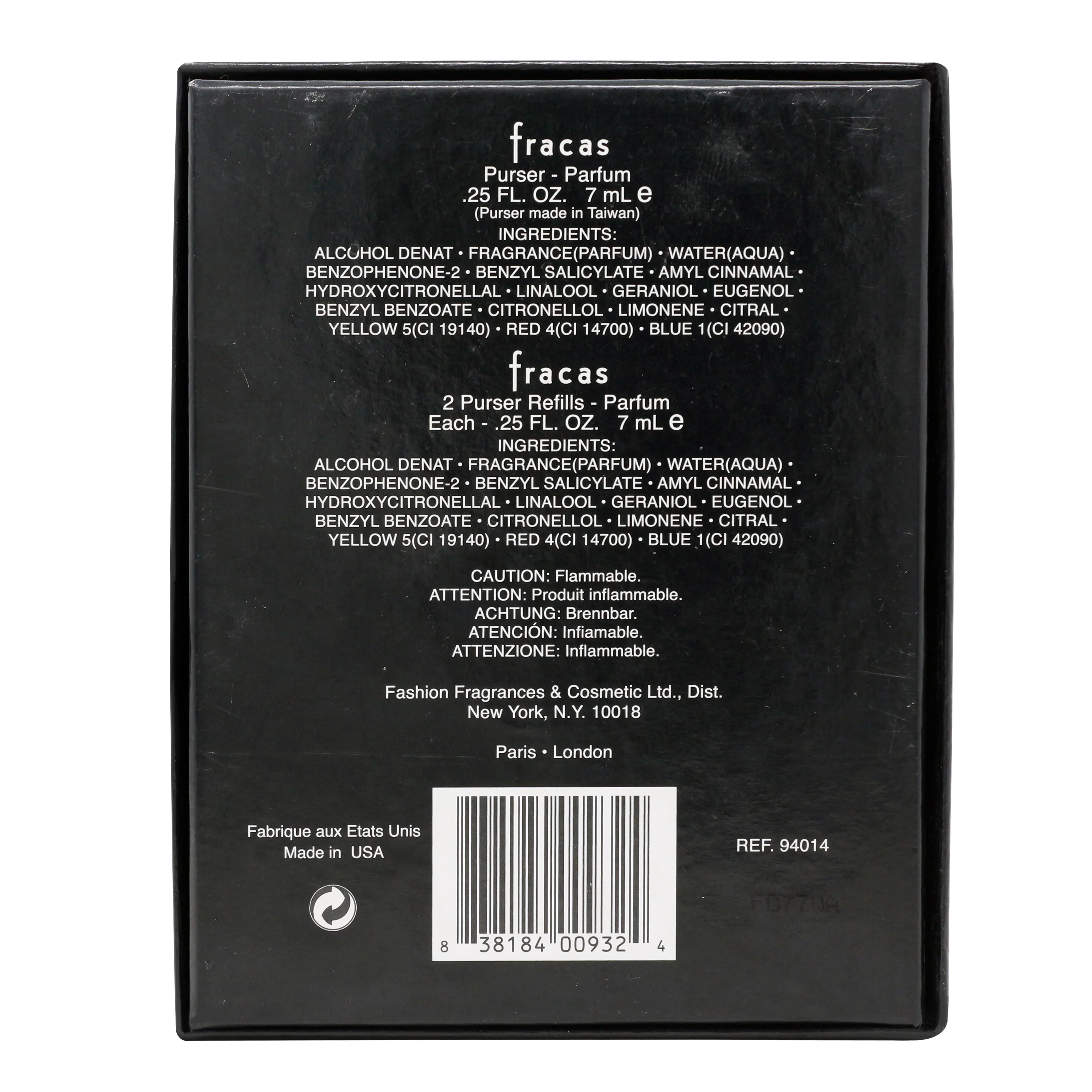 Robert Piguet Fracas Purser Parfum 0.25oz/7ml With 2 Purser Refills Each .25oz