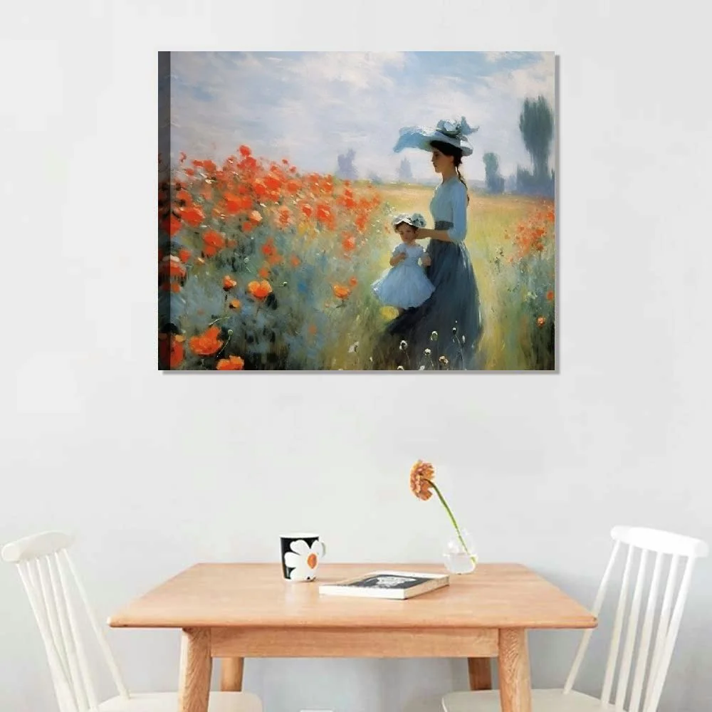 COMIO The Poppy Field Near Argenteuil Giclee Canvas Prints Wall Art of Claude Monet Famous Floral Oil Paintings Reproduction Classic Flowers Landscape Pictures Artwork