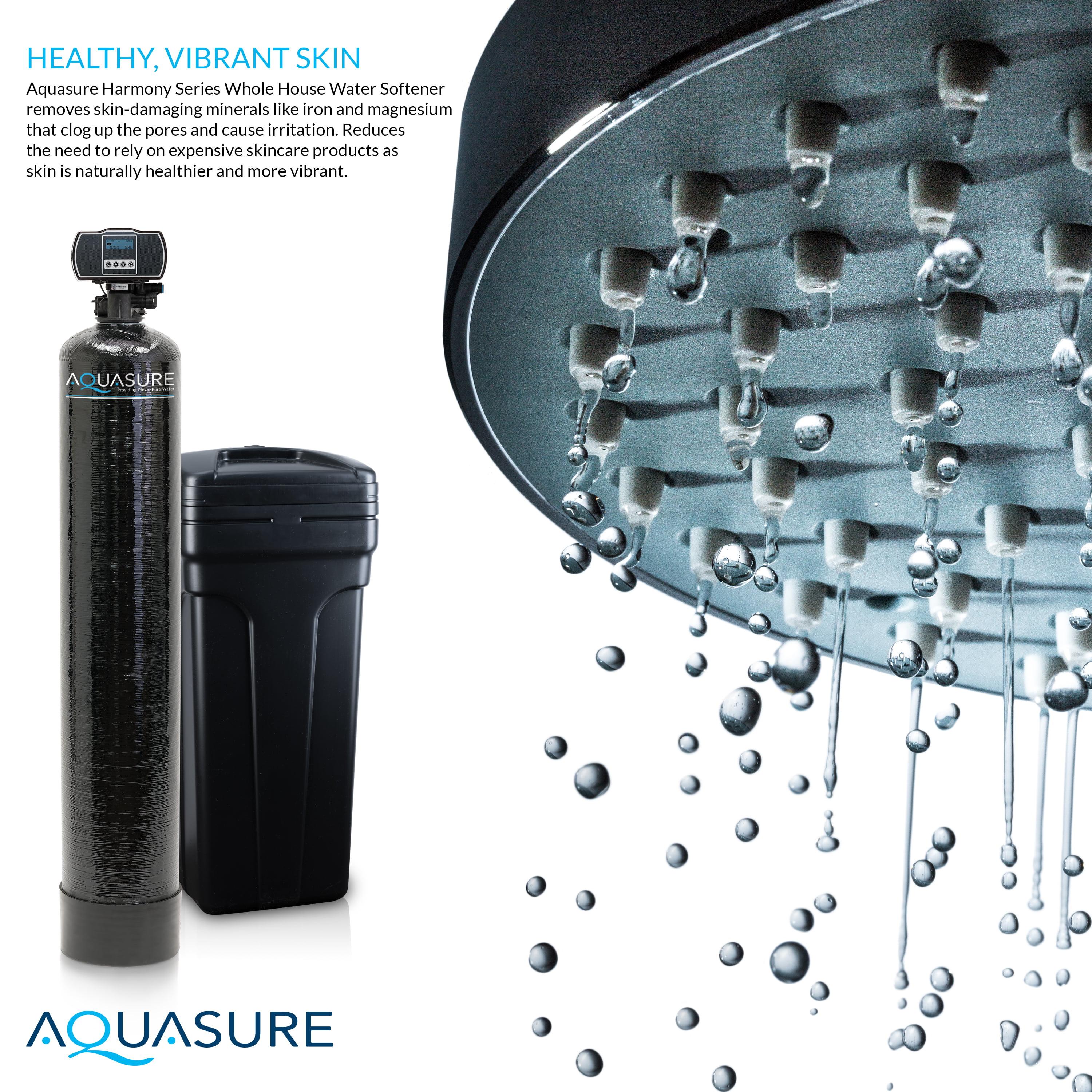 Aquasure Harmony 64,000 Grain Whole House Water Softener with High Efficiency Aquatrol Smart Metered Control Head