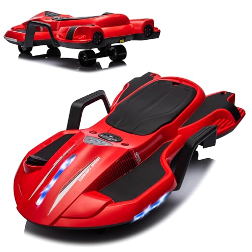 Ride on Car Ages 6 & Up with 24V 200W Motor,Side Handlebars for Steering,LED Light Up Electric Drift Kart,Music Mode,Portable Design (Pink)