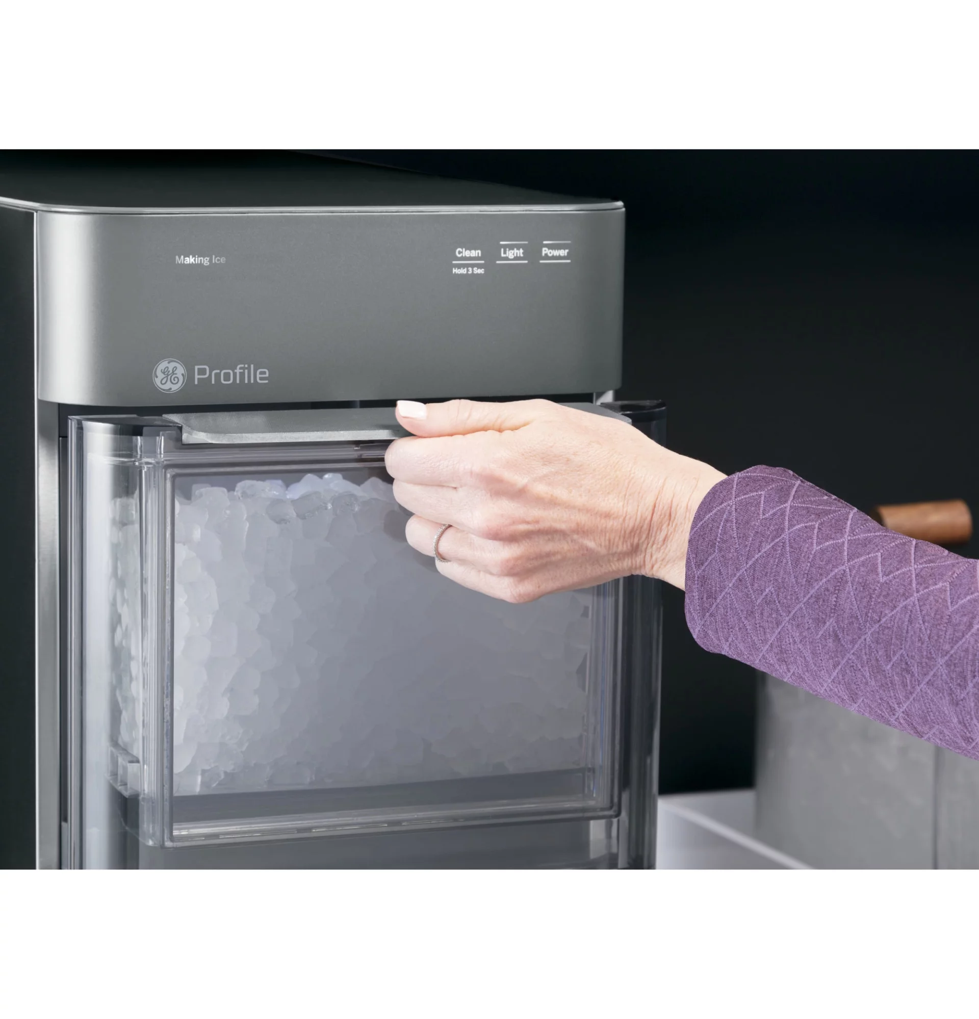 GE Profile Opal 2.0 | Countertop Nugget Ice Maker | Ice Machine with WiFi Connectivity | Smart Home Kitchen Essentials | Black Stainless
