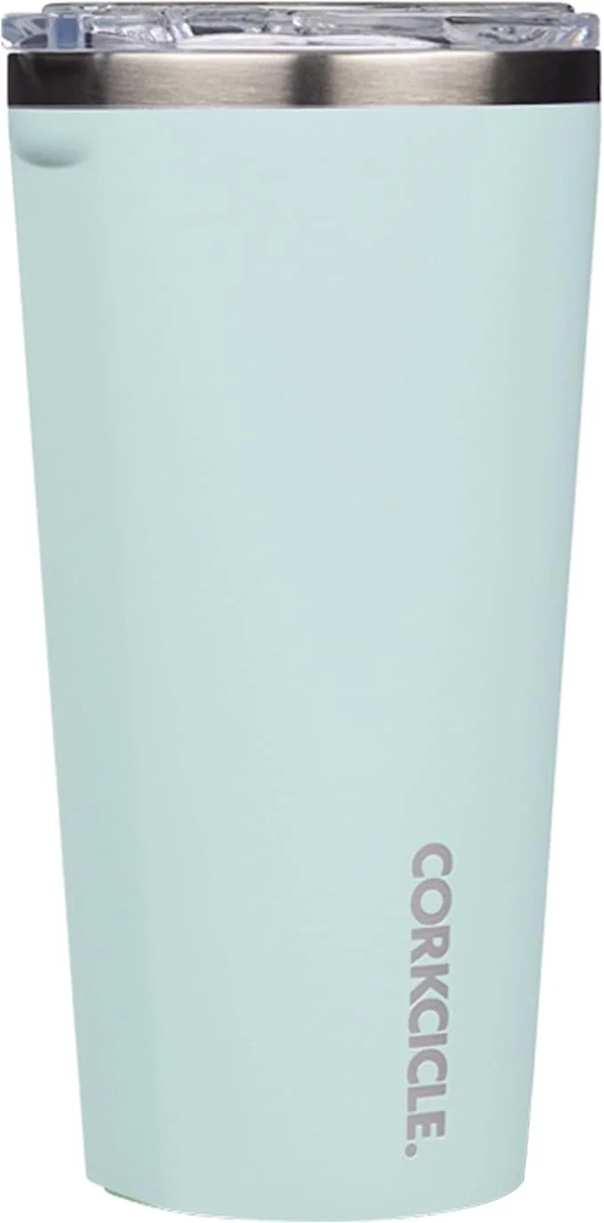 Corkcicle Classic Triple Insulated Coffee Mug with Lid, Gloss Powder Blue, 16 oz – Stainless Steel Travel Tumbler Keeps Beverages Cold 9+hrs, Hot 3hrs – Cupholder Friendly Travel Coffee Tumbler