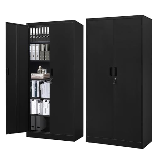 BESFUR Metal Locking Cabinet with 2 Doors and 2 Adjustable Shelves, 36