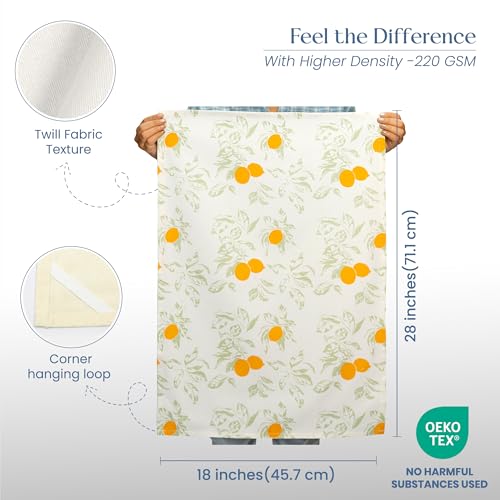 The Fine Living Co. 100% Cotton Merry Christmas Kitchen Towels, 18'x28' Set of 2 (Cherry Red & Green)