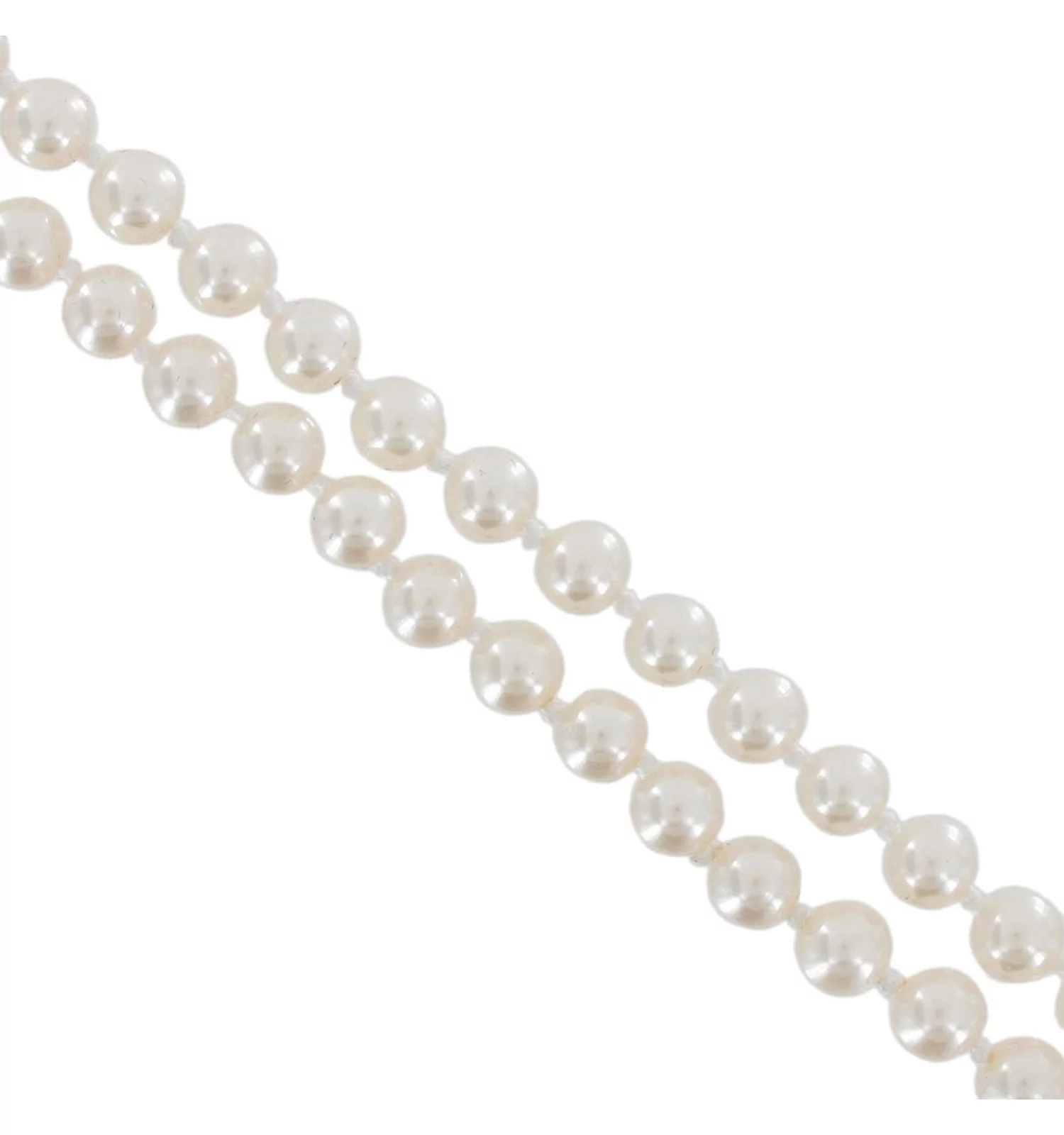 Flapper Necklace White Glass 6mm Faux Pearl Bead 48