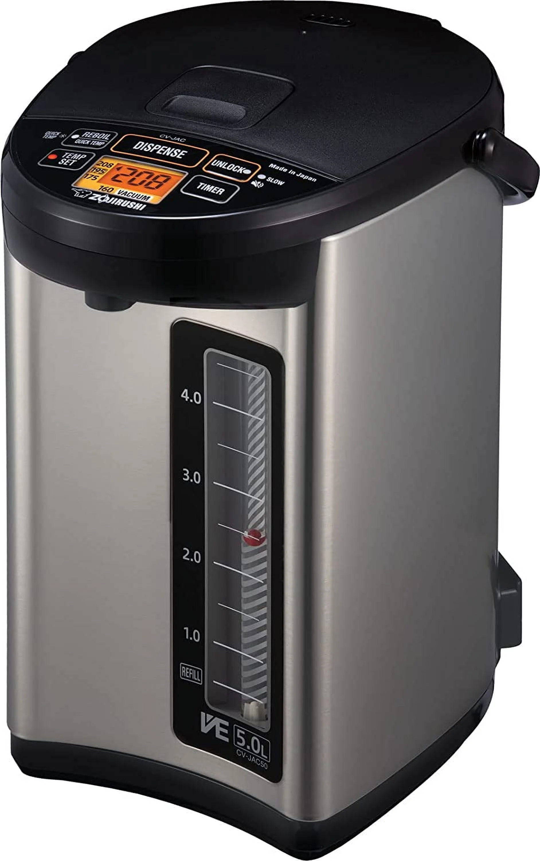 Zojirushi CV-JAC50XB  VE Hybrid Water Boiler & Warmer  5.0 Liter  Stainless Black  Made in Japan