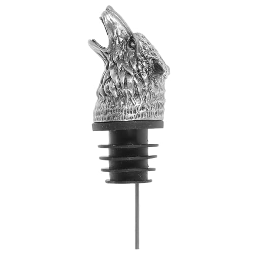 Wolf Head Wine Pourer - Unique Alloy Aerator and Stopper for Wine and Liquor Creative Silver Animal Design for Bar and Home Use
