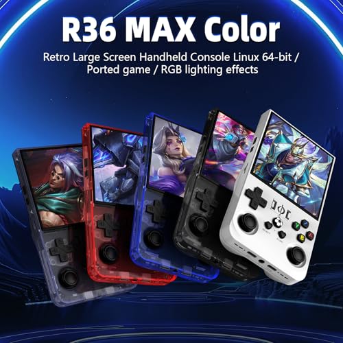 R36MAX Retro Handheld Game Console, 4.0 Inch IPS Screen, 64GB Memory, Portable Arcade Video Gaming Console Gift for Adults, Black