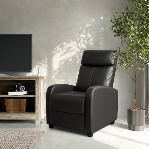 Homall Modern Recliner Chair Padded Seat Pu Leather for Living Room Single Sofa Recliner Seat Club Chair Home Theater Seating (Black)