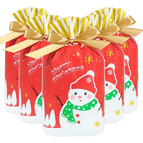 HRX Package 30pcs Foil Drawstring Christmas Gift Bags Assorted Sizes, Holiday Gift Wrapping Sacks Xmas Pouches for Presents