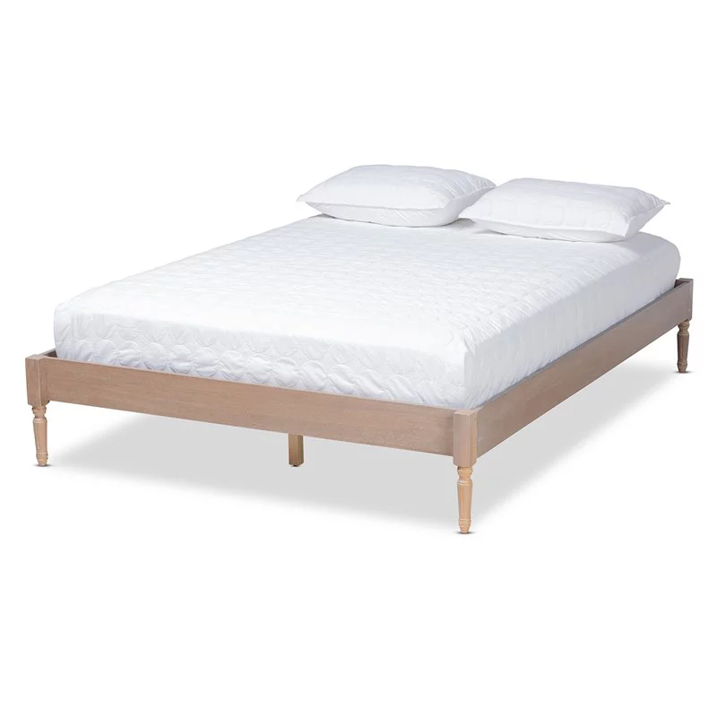 Allora Mid-Century Wood Platform Queen Bed in Oak