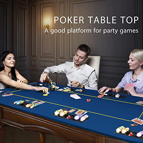 VIVOHOME 79 x 36 Inch Foldable 8-Player Texas Poker Card Tabletop Layout Portable Anti-Slip Rubber Board Game Mat with Cup Holders and Carrying Bag