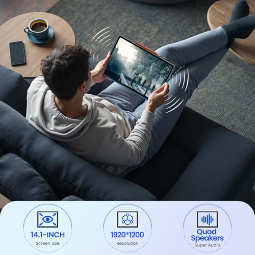 14 inch Large Screen Tablet, Android 15 Tablet 16GB RAM 256GB ROM, 1920*1200 IPS FHD Display, Widevine L1, 10000mAh 18W Charging, Wi-Fi & Bluetooth, 4G LTE, with Stand Case & Stylus, 2-Year Protection