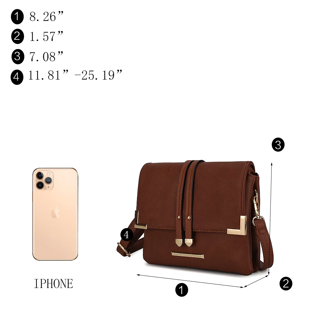 MKF Collection Valeska Vegan Leather Women's Crossbody Handbag by Mia K. - Cognac