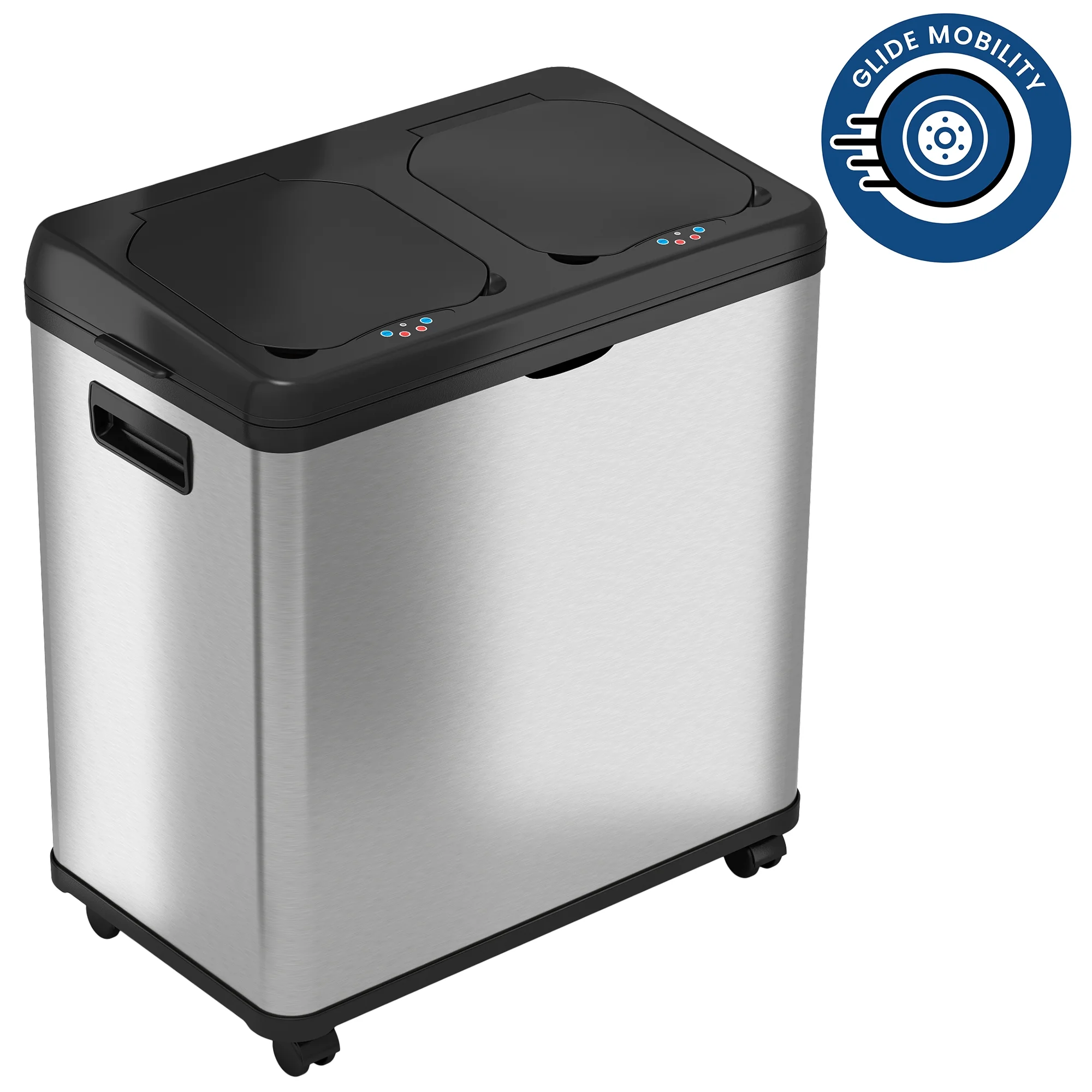iTouchless 16 Gallon Touchless Trash Can and Recycle Bin, Stainless Steel, Dual-Compartment (8 Gal each), Kitchen Recycling and Garbage