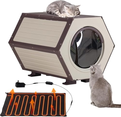 Outdoor Cat House, Weatherproof Kitten Shelter with Escape Door,Feral Cat Condos with Insulated Heated Pad for Winter,Easy Assembly (4 Sets)