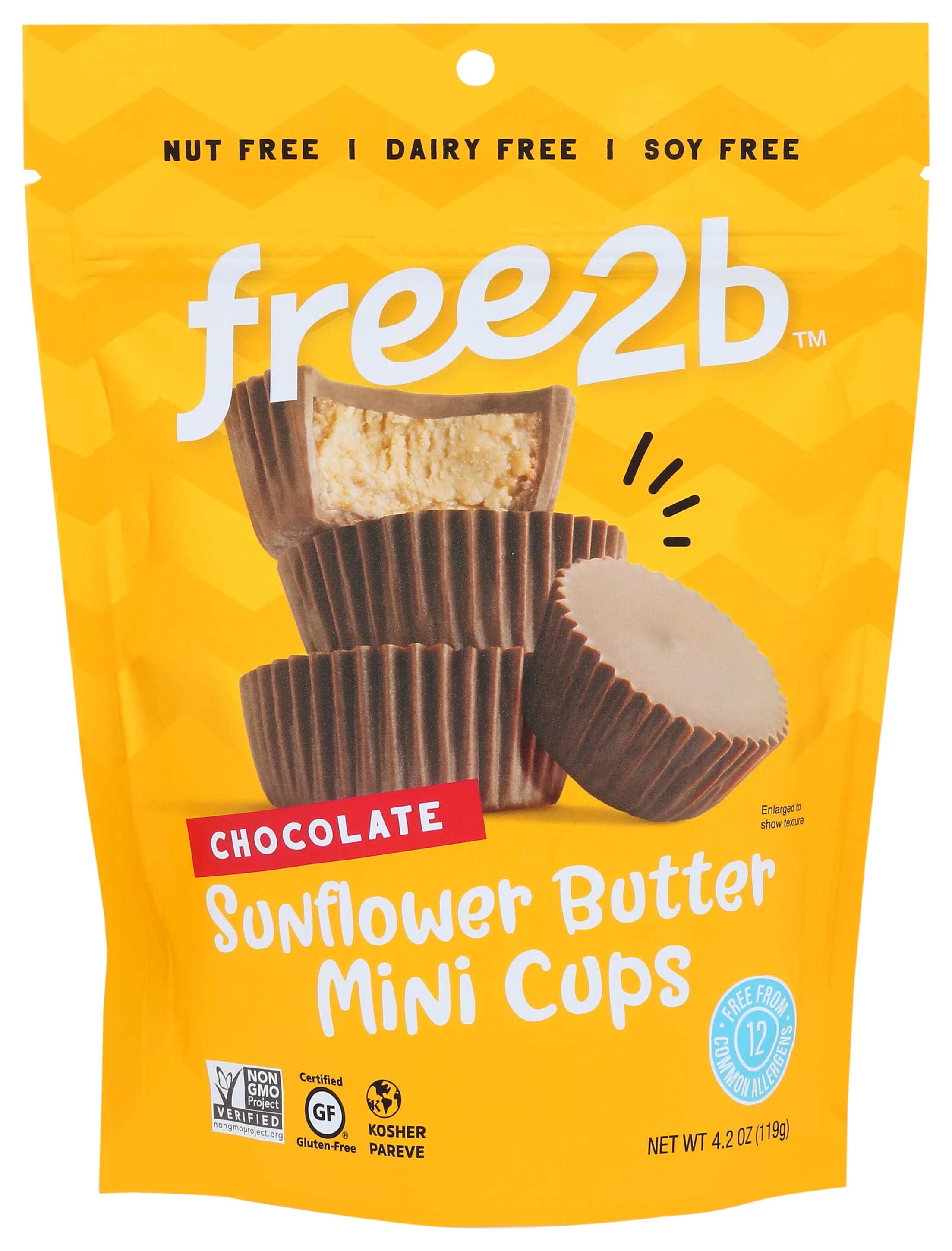 Free2b Dark Chocolate Sunflower Butter Mini Cups, 4.2 Ounces, 6 Per Case