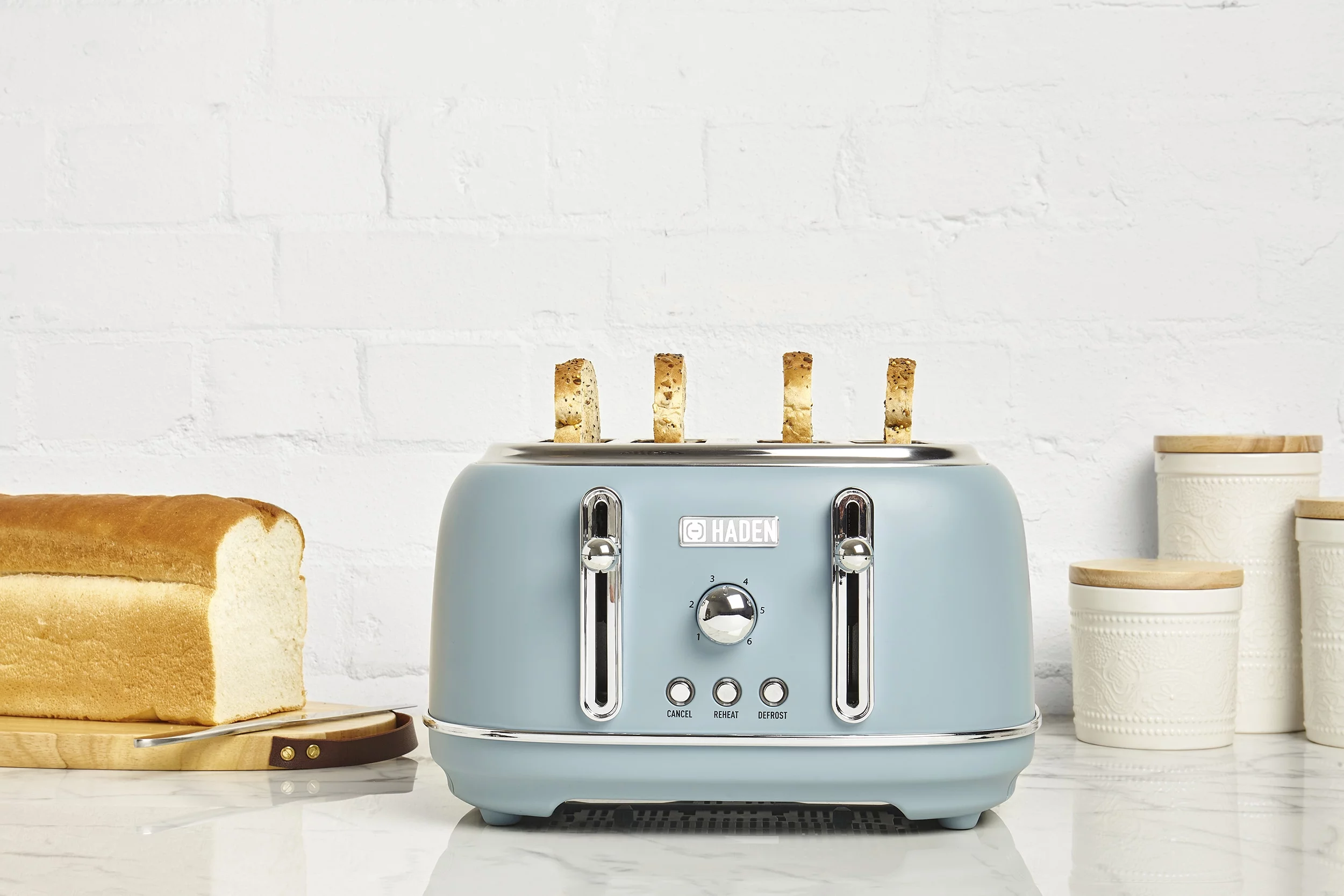 HADEN Highclere 4 Slice, Wide Slot Toaster with Settings in Pool Blue - 75026