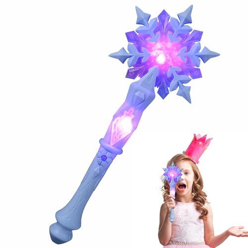 Light Up Wand Snowflake Princess Wands for Kids Christmas Halloween Party Supply (Without Batteries) 12.6 x 4.2Inch