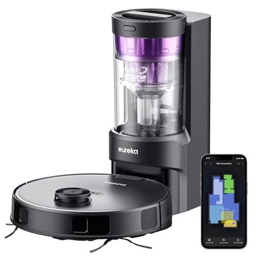 Eureka Robot Vacuum with Bagless Self Emptying Station, 2 in 1 Robotic Vacuum and Mop Combo, 60-Day Capacity, 4000Pa Suction, Auto Lifting Mop, LiDAR Navigation,NER E10s