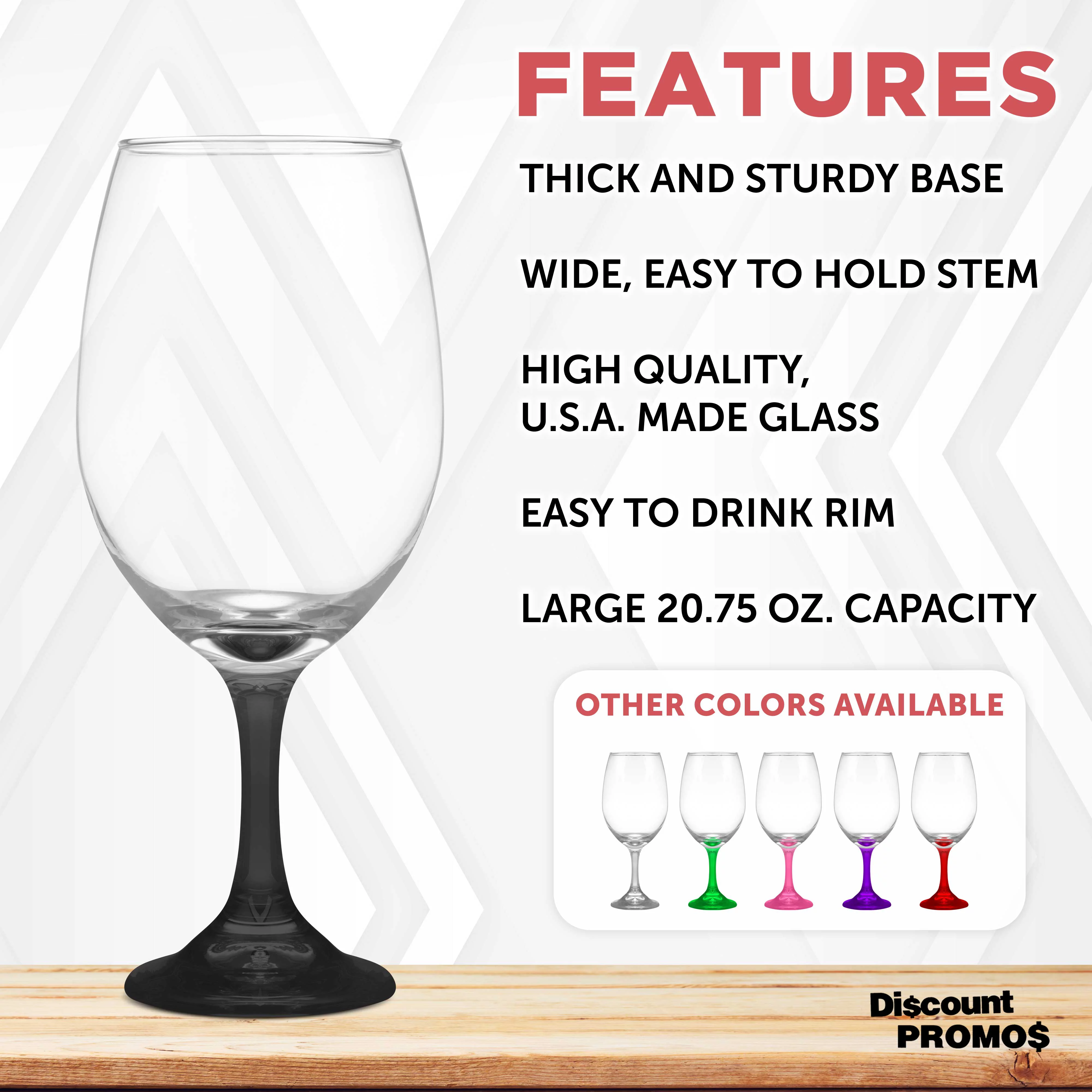 Rioja Grand Wine Glasses 20.75 oz. Set of 10, Bulk Pack - Perfect for Hotel, Bar, Restaurant or Lounge - Black