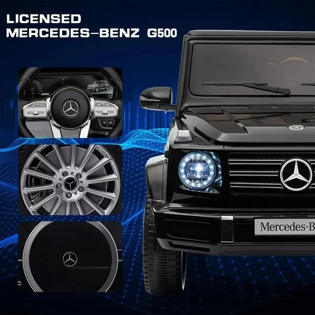 BATE 24V Licensed Mercedes-Benz G500 Powered Ride on Car , Kids Electric Ride on Toy Car 2.4G W/Parents Remote Control ,Three speed adjustable,Power display, USB,MP3 ,Bluetooth, Black