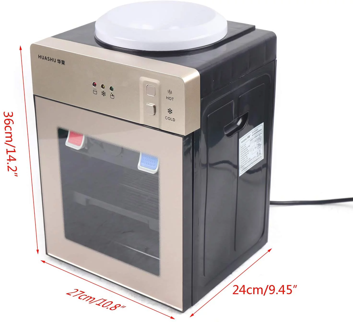 Miumaeov Countertop Hot and Cold Water Dispenser, Mini Refrigerated Desktop Water Dispenser, Hot and Cold Water, Home Office Coffee and Tea Bar 110V (Champagne Gold)