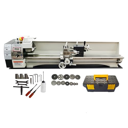 Metal Lathe 8''x39'' Benchtop Lathe Machine Pricision Hobby DIY Table Lathe Industrial Metal Wood Working Spinning Horizontal Lathe 1100W Brushless Motor 50-2500RPM Inch Thread WM210V 110V
