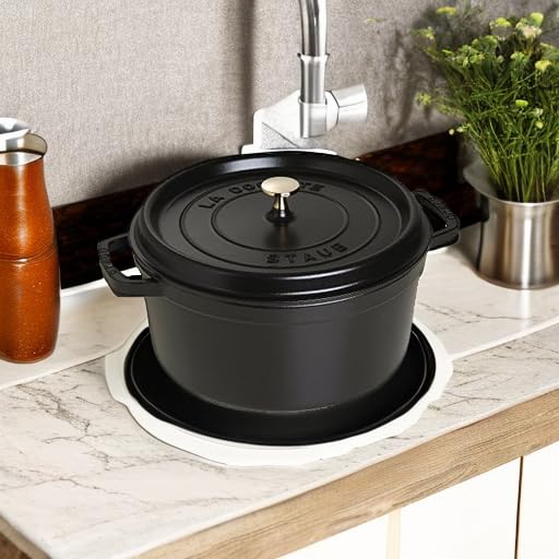 STAUB Cast Iron Dutch Oven 5.5-qt Round Cocotte, Made in France, Serves 5-6, Black Matte