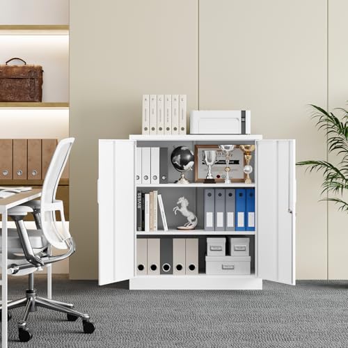 Yizosh Metal Garage Storage Cabinet with 2 Doors and 2 Adjustable Shelves - 35.5