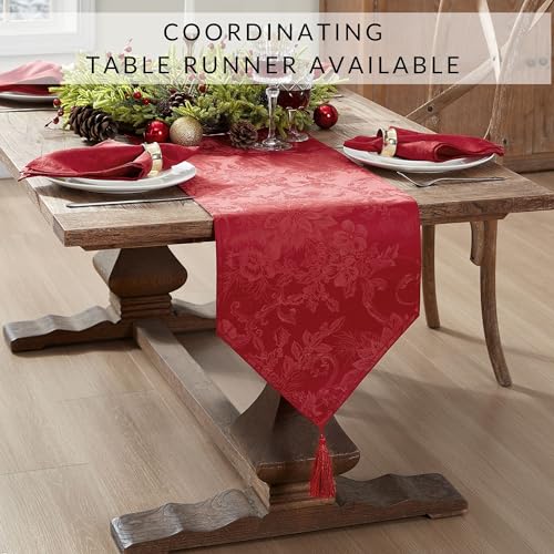 Elrene Home Fashions Poinsettia Elegance Jacquard Holiday Table Runner, 13