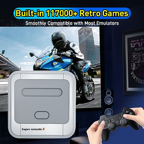 Kinhank Super Console X Retro Video Game Console Built in 117,000+ Games,Emulator Console Compatible with Most Emulators,Game Consoles for 4K HD Output,5 Players,LAN/WiFi,2 Gamepads (128GB)