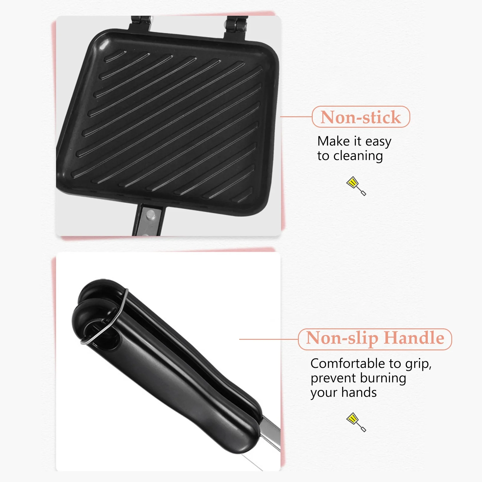 Spirastell Bread machine,Maker Non-stick Sandwich Maker Handle Sandwich Cheese Sandwich Panini Maker Panini Maker Handle Hine ZDHF BUZHI Nonstick Pan HUIOP Nonstick Pan Toasted